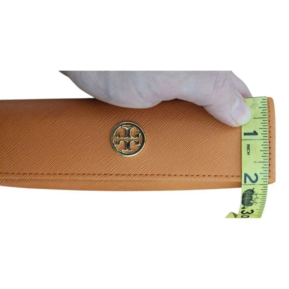 Tory Burch Orange Leather Glasses Case Hard Sunglasses Holder Eyewear Case